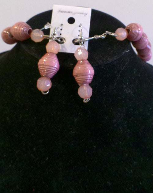 2 PC PURPLE BEAD NECKLACE